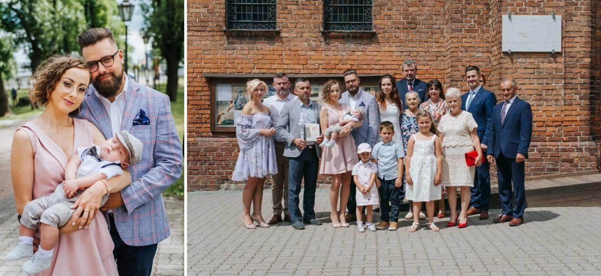 zdjęcia rodzinne pod kościołem po chrzcinach w Warszawie